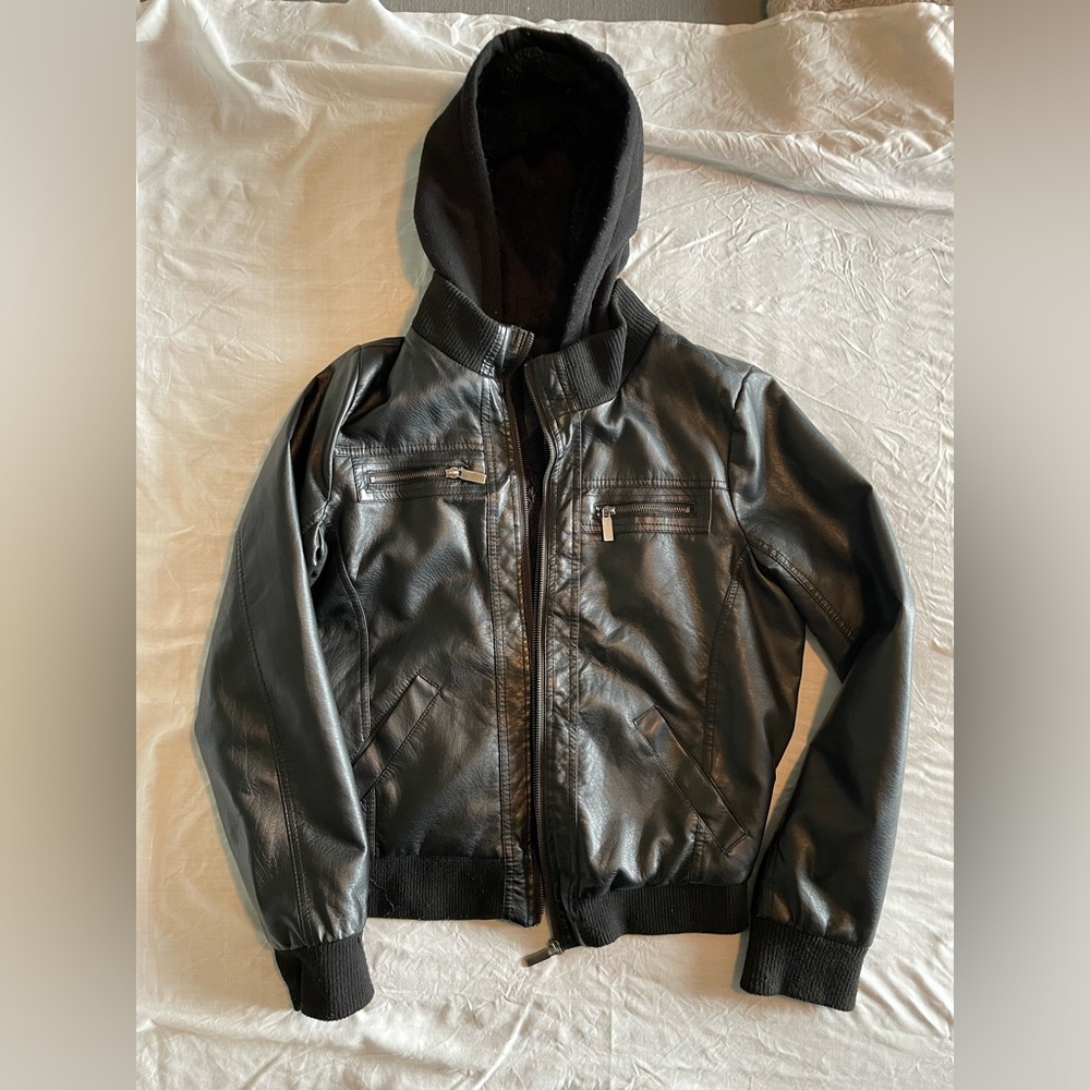 Black Leather Hot Topic Fur Lined Jacket